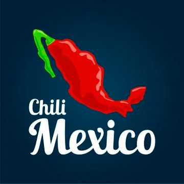 Map of the country of Mexico as chili peppers. Vector Illustration for menu.. Stock Illustration