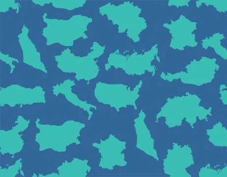 Map country set pattern seamless. USA and Germany. Austria and Australia, Tur Illustrazione stock