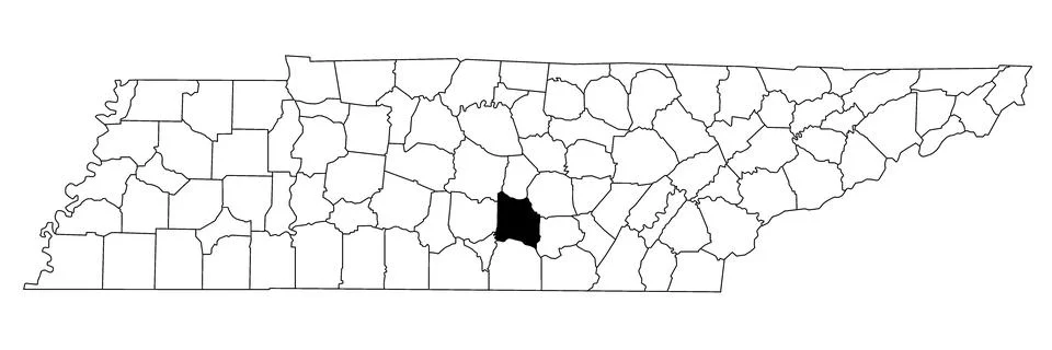Map of  County in Tennessee state on white background. single coffee County.. Illustrazione stock