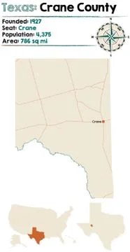 Map of Crane county in Texas Stock Illustration