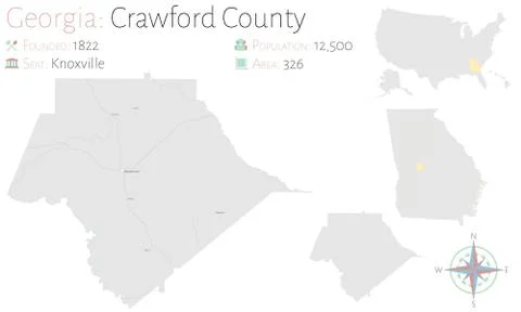 Map of Crawford County in Georgia Stock Illustration