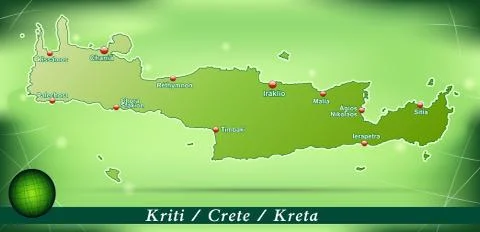 Map of crete with abstract background in green Stock Illustration