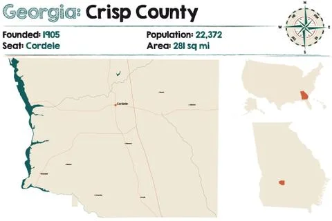 Map of Crisp County in Georgia Stock Illustration