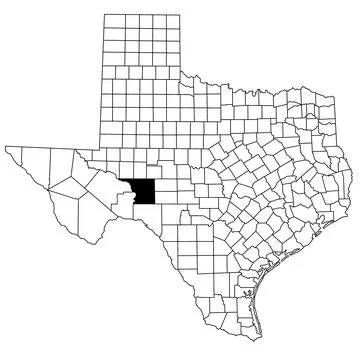 Map of crock ett County in Texas state on white background. single County m.. Stock Illustration