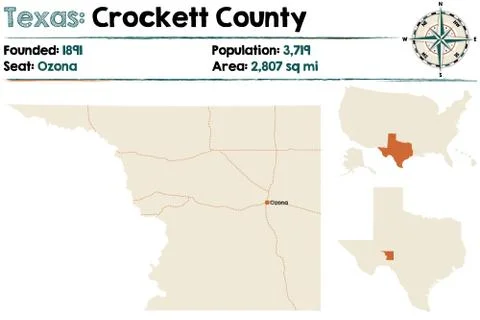Map of Crockett county in Texas Stock Illustration