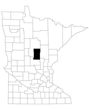 Map of crowwing County in Minnesota state on white background. single Count.. Stock Illustration