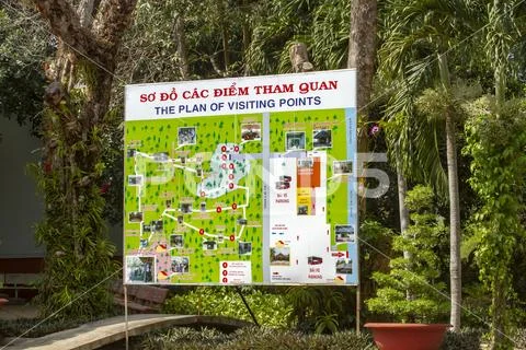 Map of Cu Chi Tunnels along Saigon River in Vietnam Stock Photos