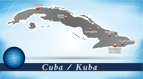 Map of cuba with abstract background in blue Stock Illustration