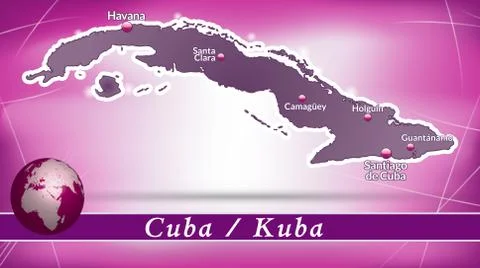 Map of cuba with abstract background in violet Stock Illustration
