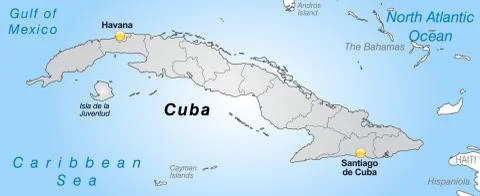 Map of cuba with borders in gray Stock Illustration