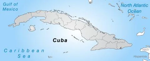 Map of cuba with borders in gray Stock Illustration