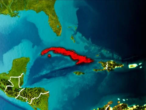 Map of Cuba on Earth Illustrazione stock