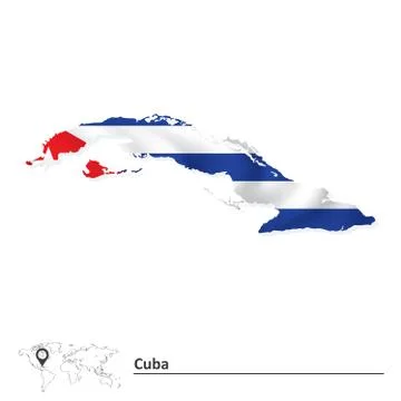 Map of Cuba with flag Stock Illustration