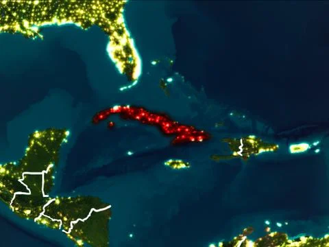 Map of Cuba at night Stock Illustration