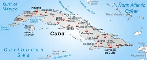 Map of cuba as an overview map in gray Stock Illustration