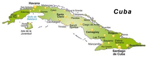 Map of cuba as an overview map in green Stock Illustration