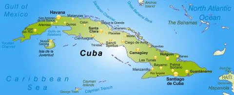 Map of cuba as an overview map in green Stock Illustration
