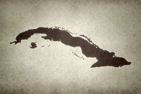 Map of Cuba on a paper Stock Illustration
