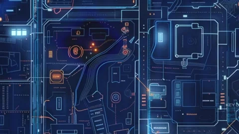 Map cyberpunk city Slow Stock Footage 282654997