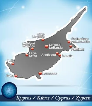 Map of cyprus with abstract background in blue Stock Illustration