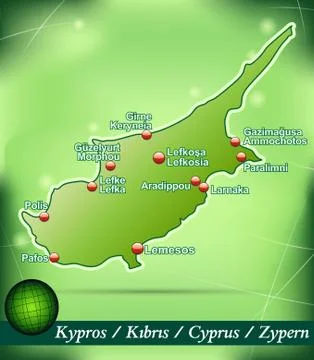 Map of cyprus with abstract background in green Stock Illustration