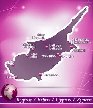 Map of cyprus with abstract background in violet Stock Illustration