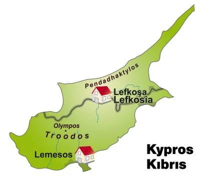 Map of cyprus as an infographic in green Stock Illustration