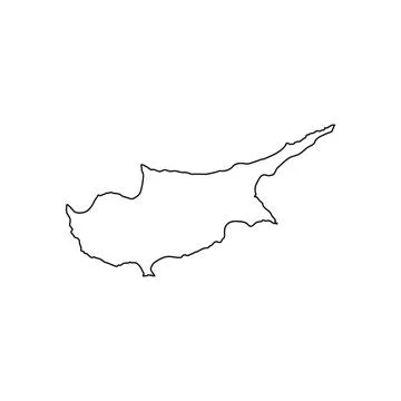 Map of Cyprus outlined. Vector Stock Illustration