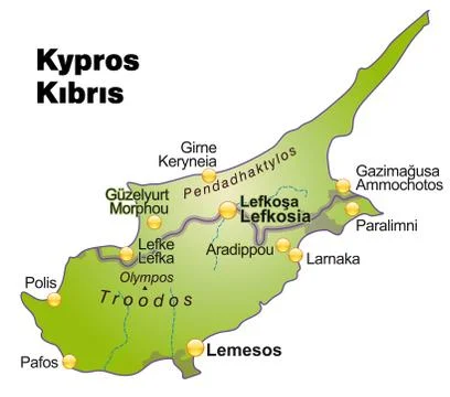 Map of cyprus as an overview map in green Stock Illustration