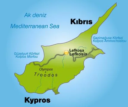 Map of cyprus as an overview map in green Stock Illustration