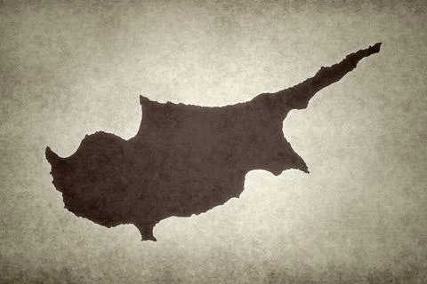 Map of Cyprus on a paper Stock Illustration