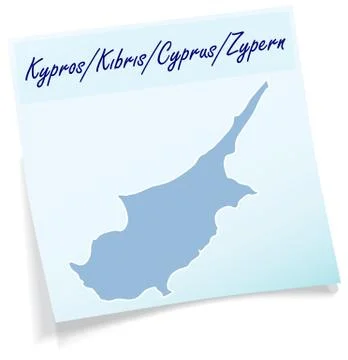 Map of cyprus as sticky note Stock Illustration