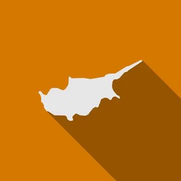 Map of Cyprus on yellow Background with long shadow Stock Illustration