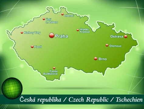 Map of czech republic with abstract background in green Stock Illustration