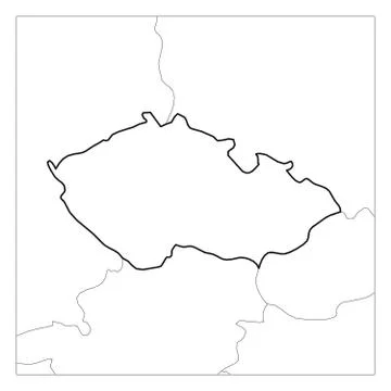 Map of Czech Republic black thick outline highlighted with neighbor countries Stock Illustration