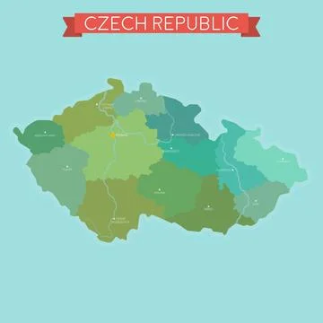 Map of Czech Republic. Flat style illustration Stock Illustration