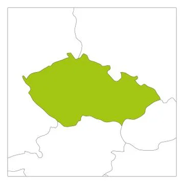 Map of Czech Republic green highlighted with neighbor countries Stock Illustration