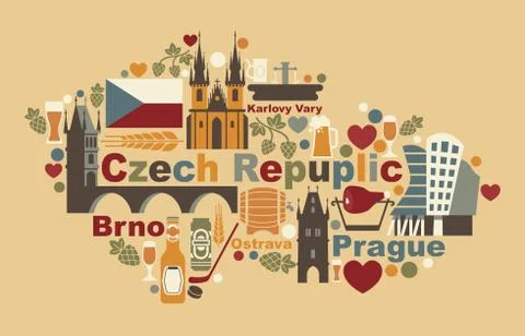 The Map Of Czech Republic Stock Illustration