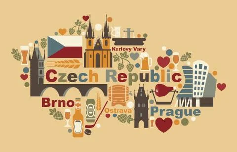 The Map Of Czech Republic Stock Illustration