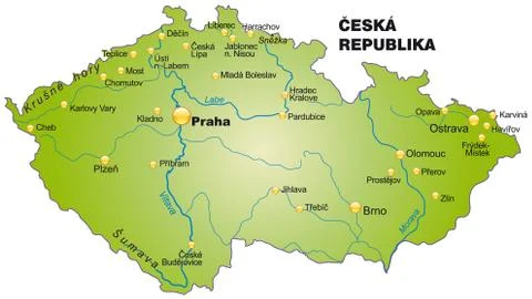 Map of czech republic as an overview map Illustrazione stock