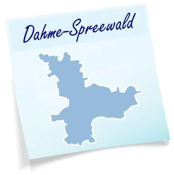 Map of dahme-spreewald as sticky note Stock Illustration