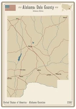 Map of Dale County in Alabama Stock Illustration