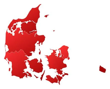 Map of Danmark Political map of Danmark with the several regions. Copyrigh... Stockfoto's