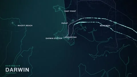 Map of Darwin Stock Footage 341058312