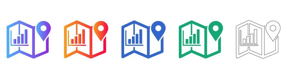 Map Data and Location Analytics Icons Set Stock Illustration