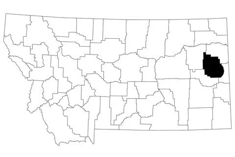 Map of Dawson County in Montana state on white background. single County ma.. Stock Illustration