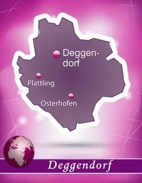 Map of deggendorf with abstract background in violet Stock Illustration