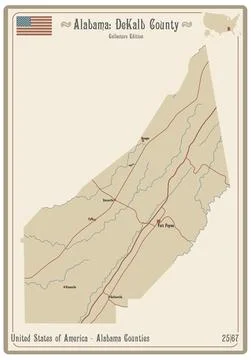 Map of DeKalb County in Alabama Stock Illustration