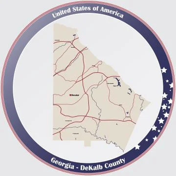 Map of DeKalb County in Georgia Stock Illustration