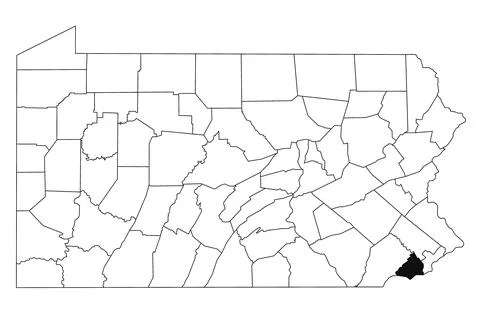 Map of Delaware County in Pennsylvania state on white background. single Co.. Stock Illustration